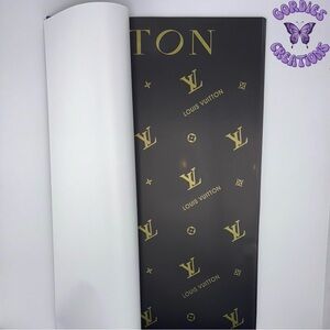 Black W/ Gold LV Floral Bouquet Wrapping Paper